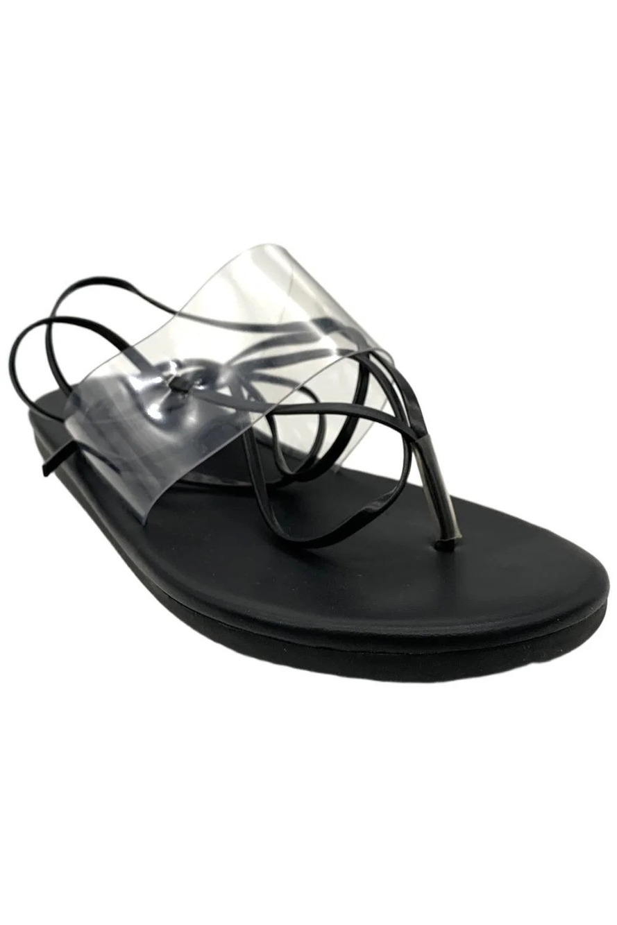 Ancient Greek Women's Eygenia Sandal Clear/Black - Medium
